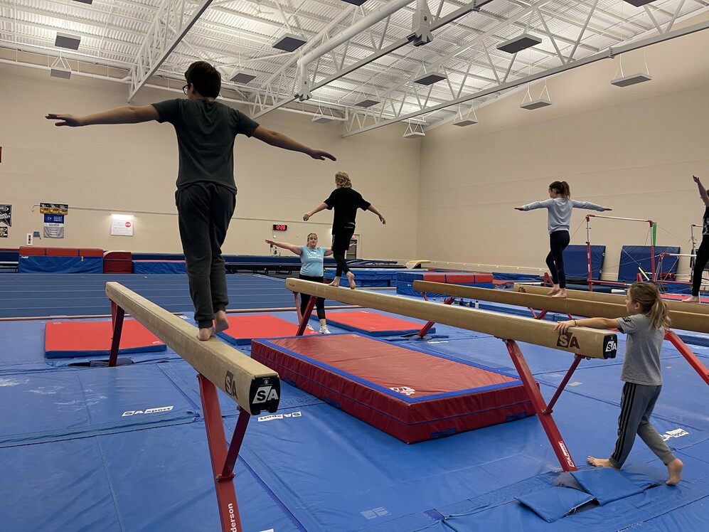 students doing gymanstics