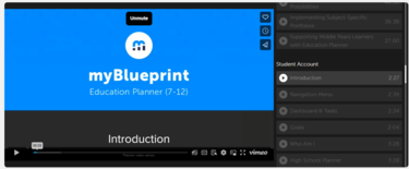 myBlueprint logo as the start of the introduction video